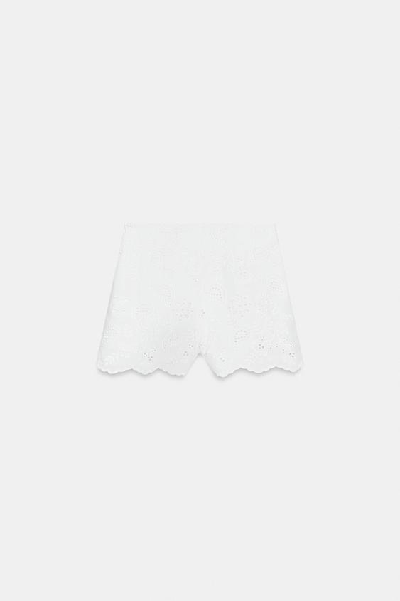 Bermuda à broderies ajourées
