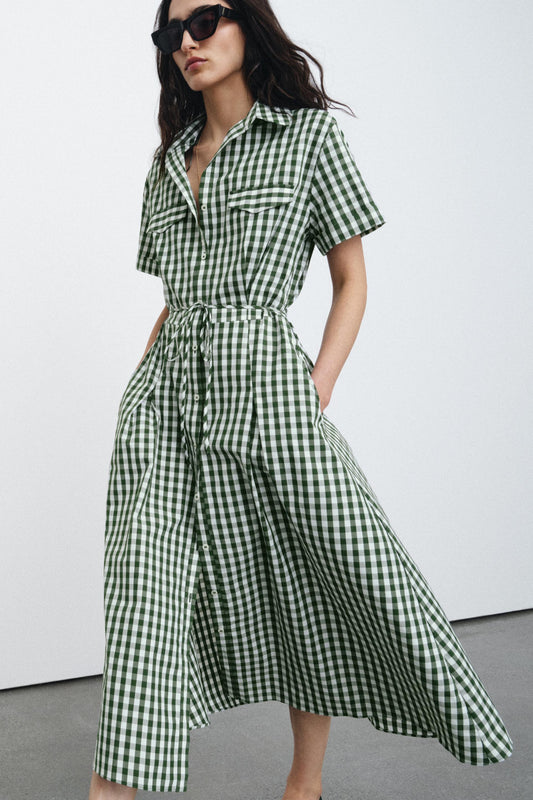 Robe chemise à carreaux vichy ZW Collection