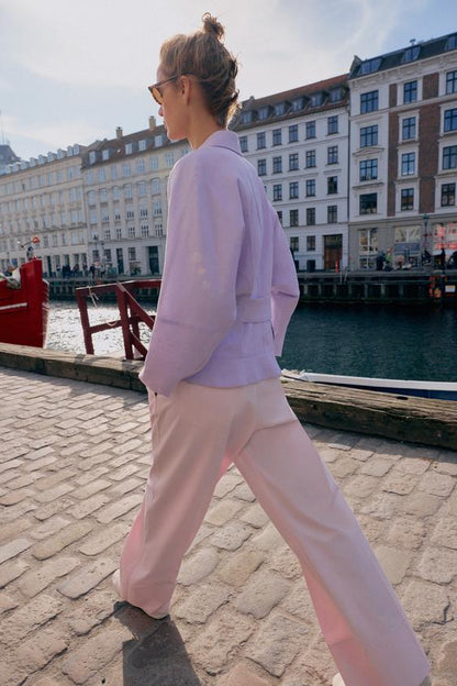 Blouson en lin à manches bouffantes