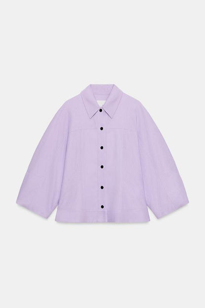 Blouson en lin à manches bouffantes