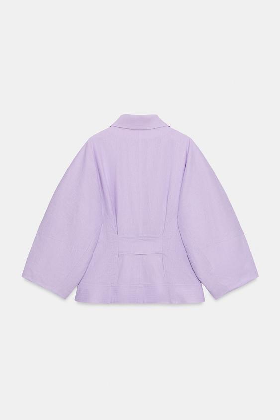 Blouson en lin à manches bouffantes