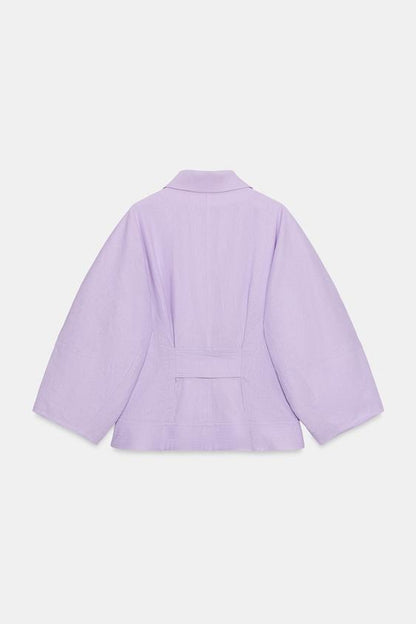 Blouson en lin à manches bouffantes