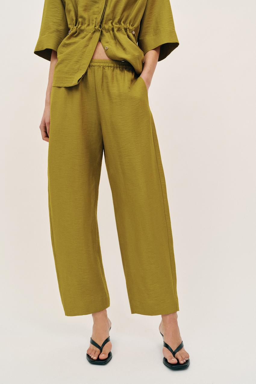 Pantalon coupe barrel en lin