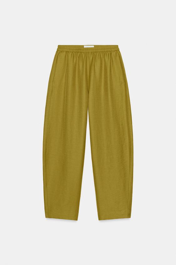 Pantalon coupe barrel en lin
