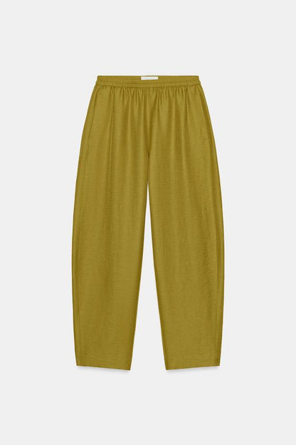 Pantalon coupe barrel en lin