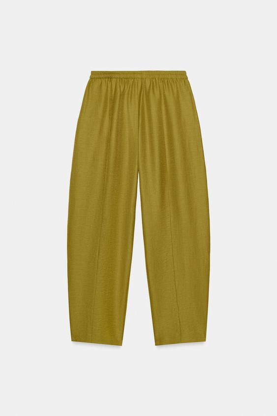 Pantalon coupe barrel en lin