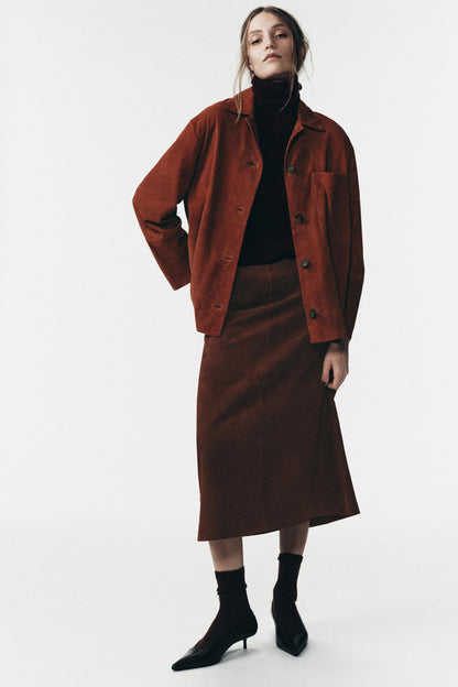 Jupe midi 100 % cuir suédé Édition limitée