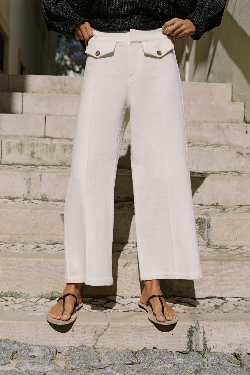 Pantalon-culotte en tissu texturé
