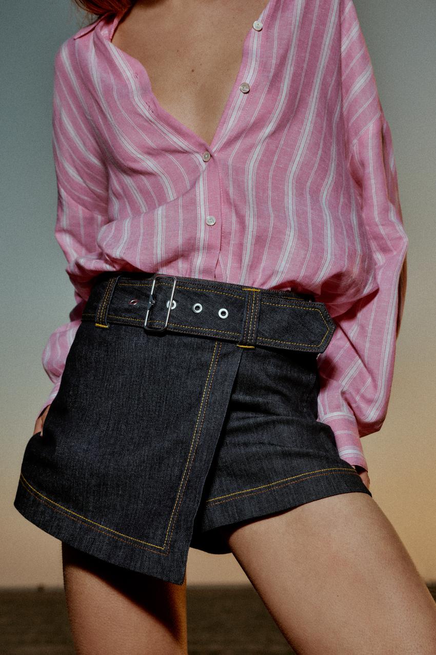 Jupe-culotte Z1975 croisée avec ceinture