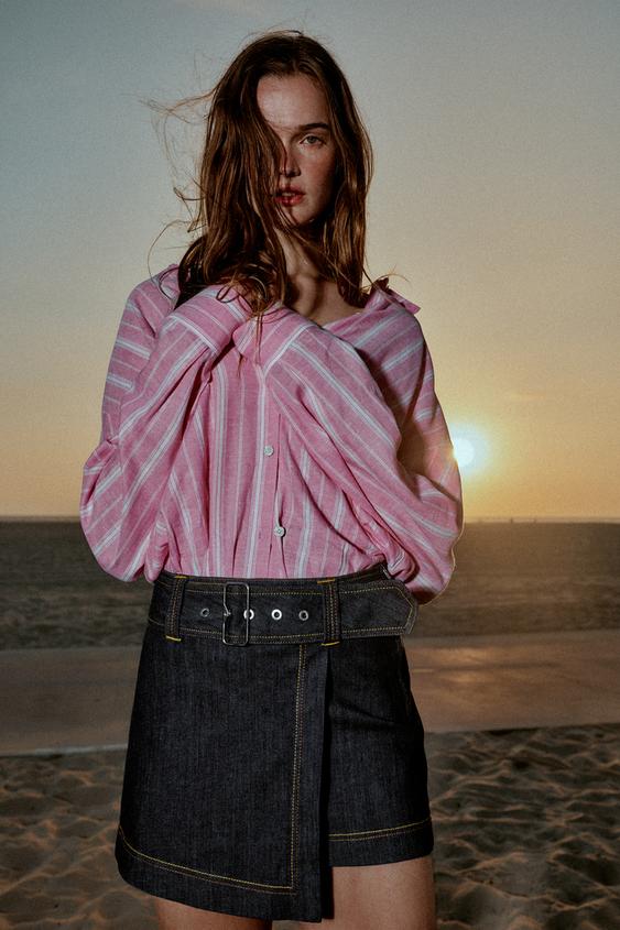 Jupe-culotte Z1975 croisée avec ceinture