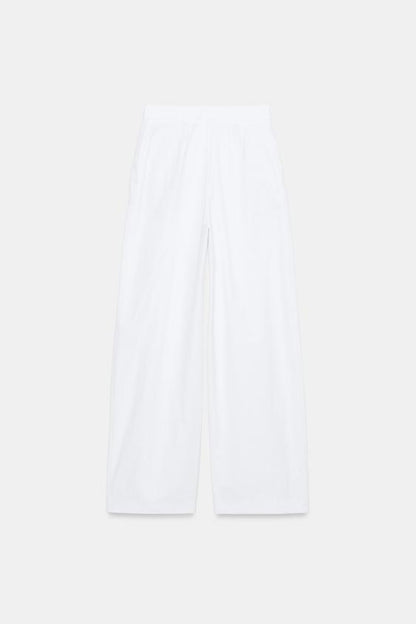 Pantalon en popeline à pinces