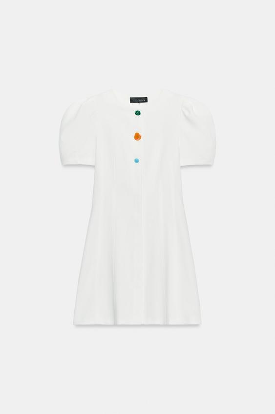 Robe courte à manches bouffantes