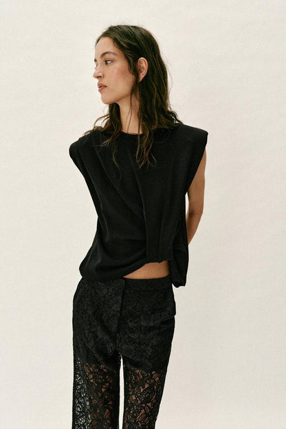 Pantalon droit en dentelle