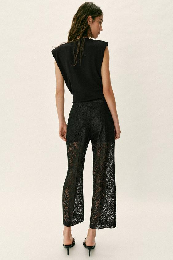 Pantalon droit en dentelle