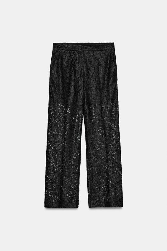 Pantalon droit en dentelle