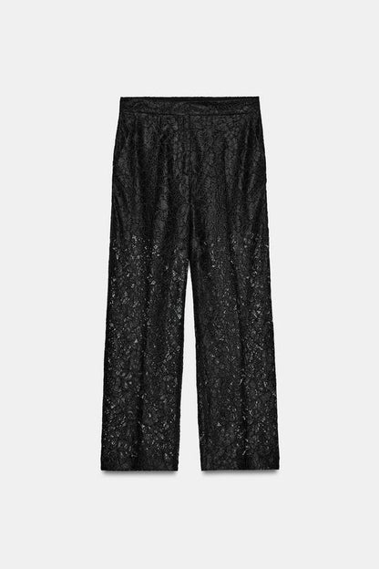 Pantalon droit en dentelle