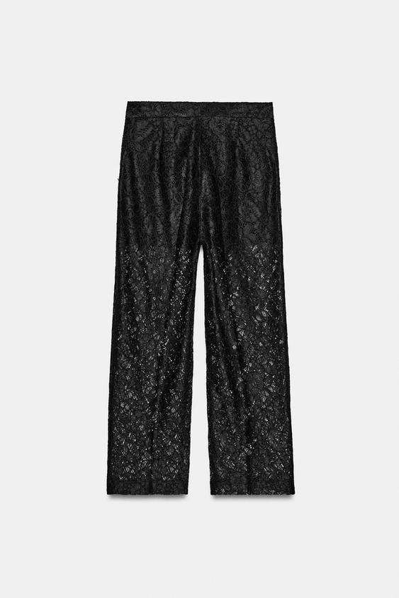 Pantalon droit en dentelle
