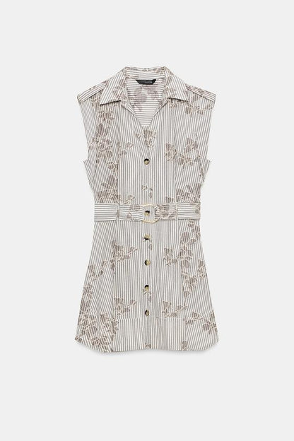 Robe brodée à sequins avec ceinture