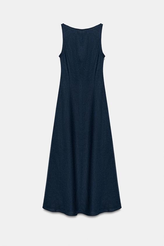 Robe midi en lin à dos ouvert