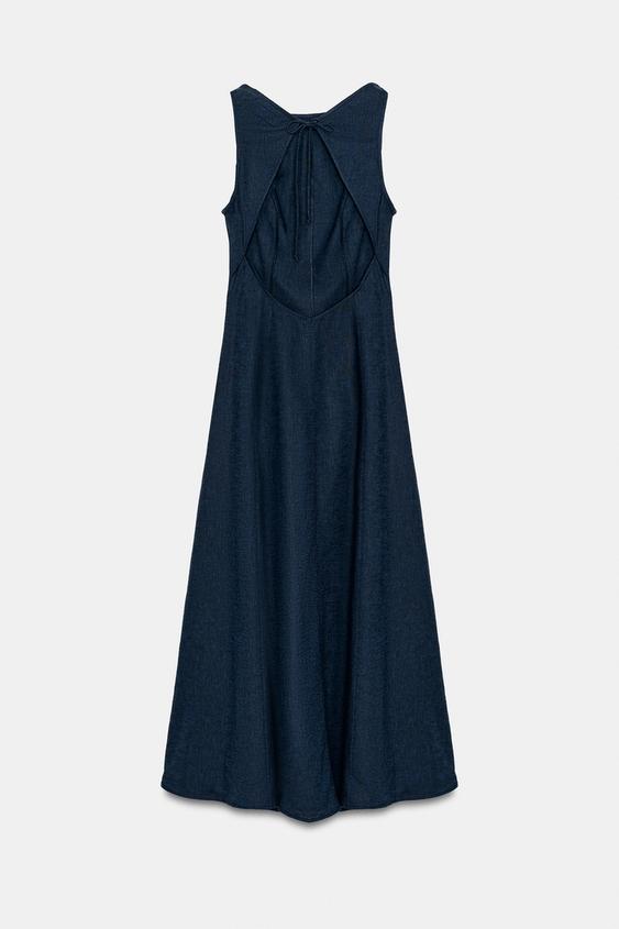 Robe midi en lin à dos ouvert
