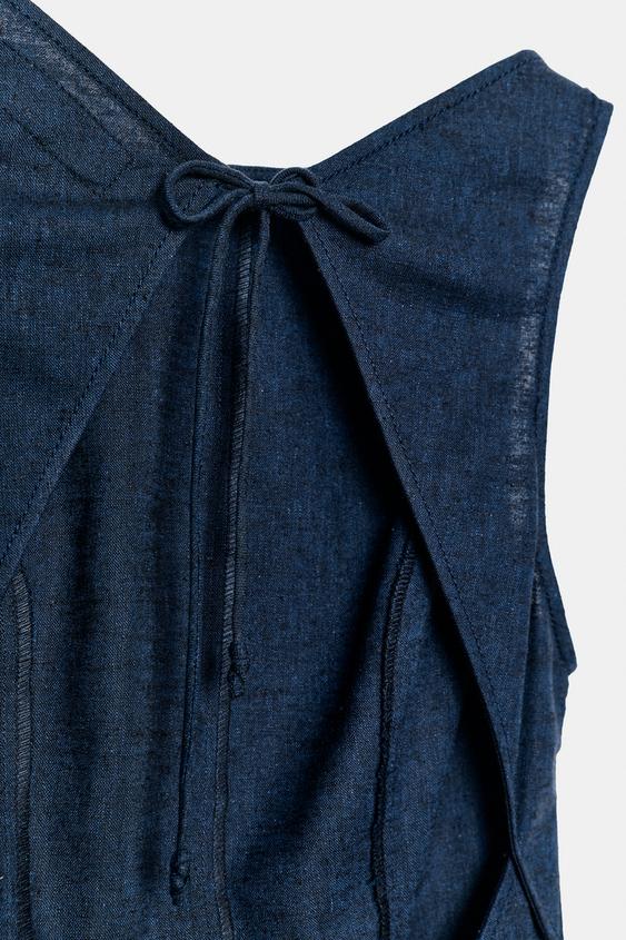 Robe midi en lin à dos ouvert