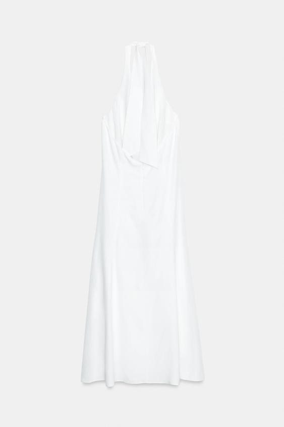 Robe midi contrastée en lin