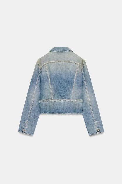 Veste en denim TRF à fermeture zippée