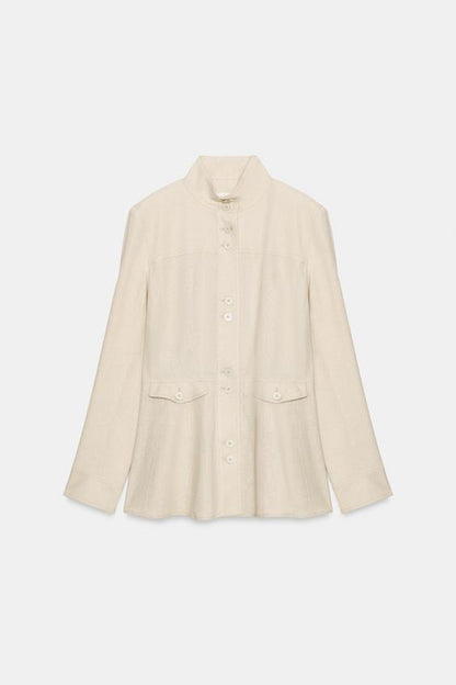 Veste cintrée à épaulettes en lin