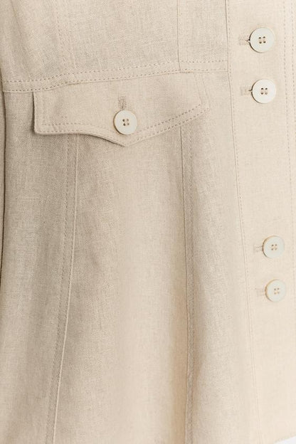 Veste cintrée à épaulettes en lin