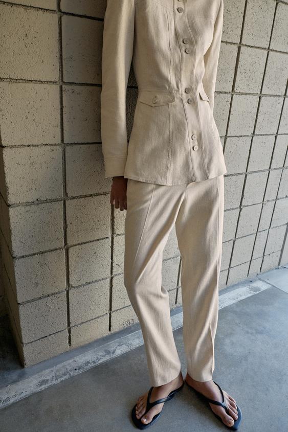 Pantalon slim en lin