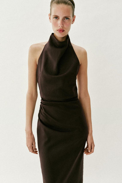 Robe midi dos-nu en lin