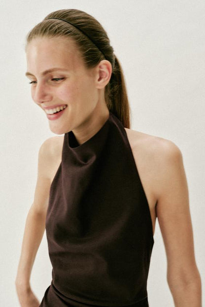 Robe midi dos-nu en lin