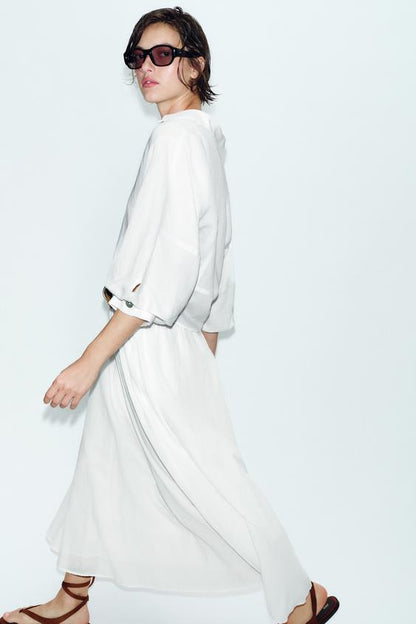 Chemise à manches bouffantes en lin