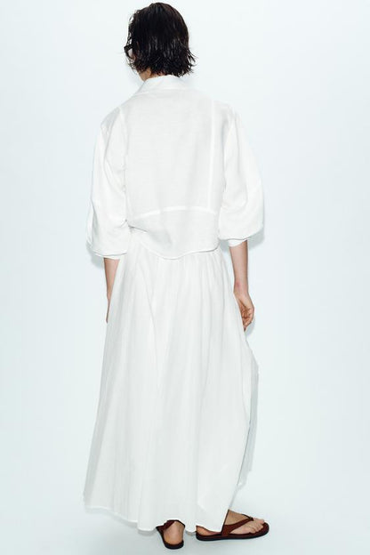 Chemise à manches bouffantes en lin