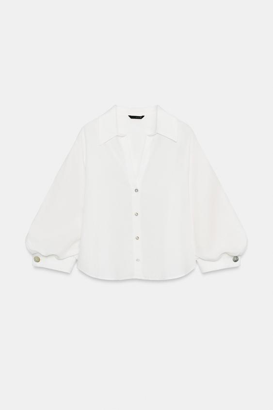 Chemise à manches bouffantes en lin