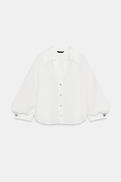 Chemise à manches bouffantes en lin
