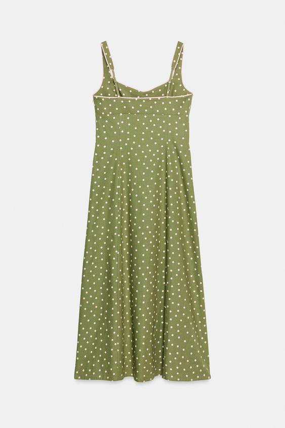 Robe midi à pois en lin