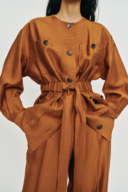 Veste safari en lin avec ceinture