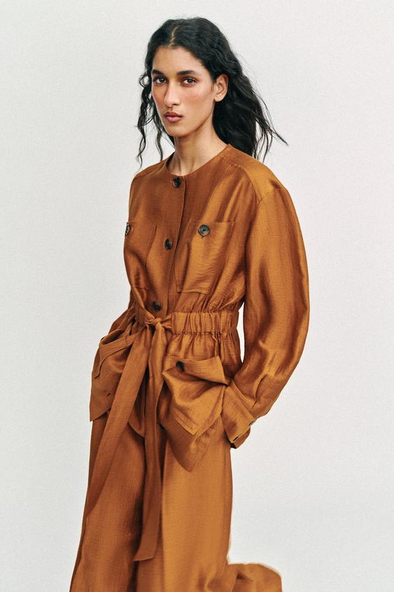 Veste safari en lin avec ceinture
