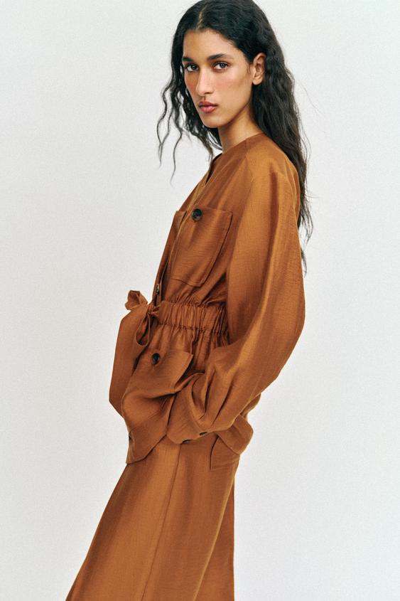 Veste safari en lin avec ceinture