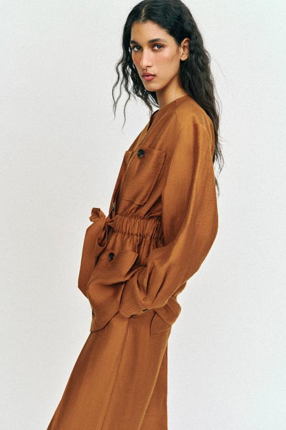 Veste safari en lin avec ceinture