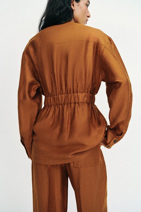 Veste safari en lin avec ceinture