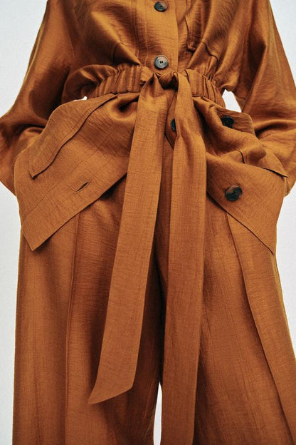 Veste safari en lin avec ceinture
