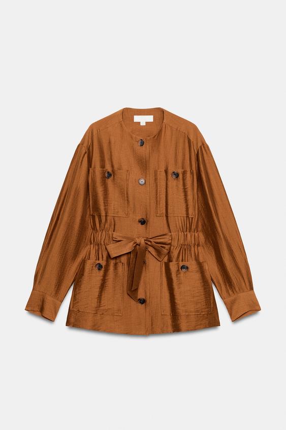 Veste safari en lin avec ceinture