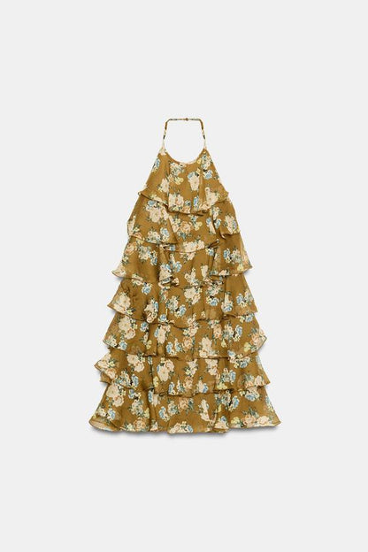 Robe à volants à fleurs