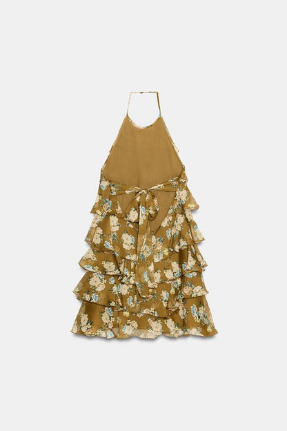 Robe à volants à fleurs