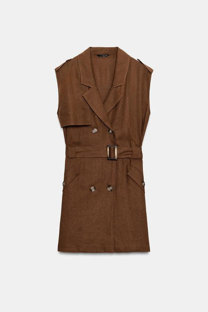 Robe courte en lin avec ceinture