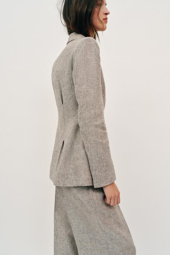 Blazer à épaulettes 100 % lin