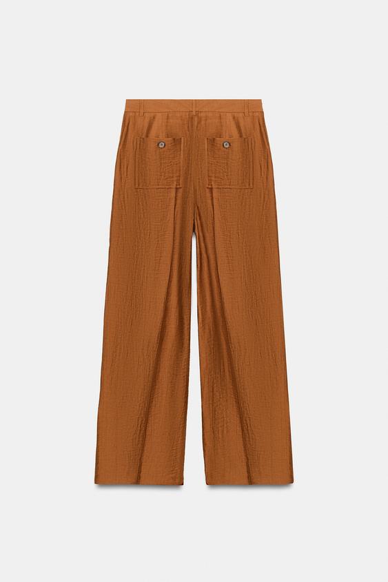 Pantalon fluide en lin à fentes au bas