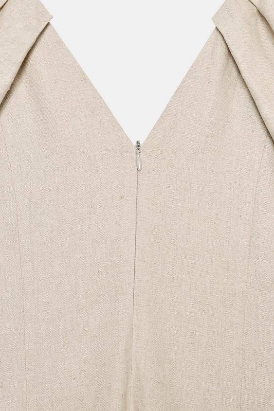 Robe midi en lin à manches bouffantes